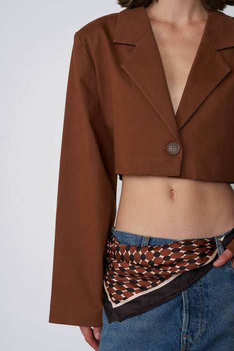 Beyyoglu Kahvrengi Kadın Crop Ceket S