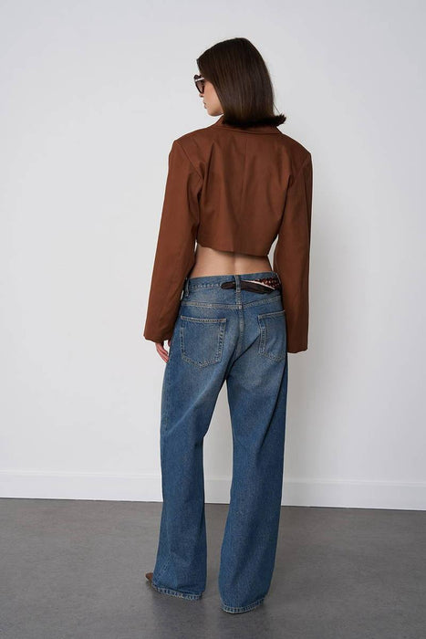 Beyyoglu Kahvrengi Kadın Crop Ceket S