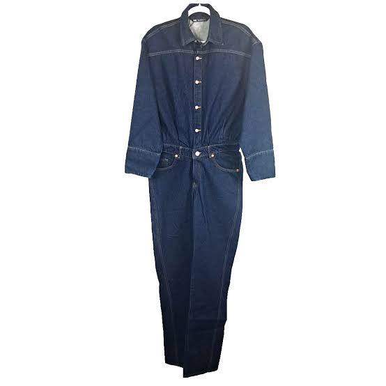 Zara Lacivert Kadın Denim Tulum S