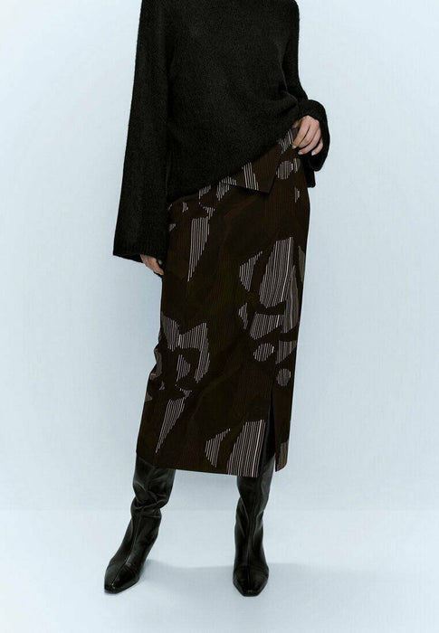 Massimo Dutti Siyah Desenli Kadın Etek M