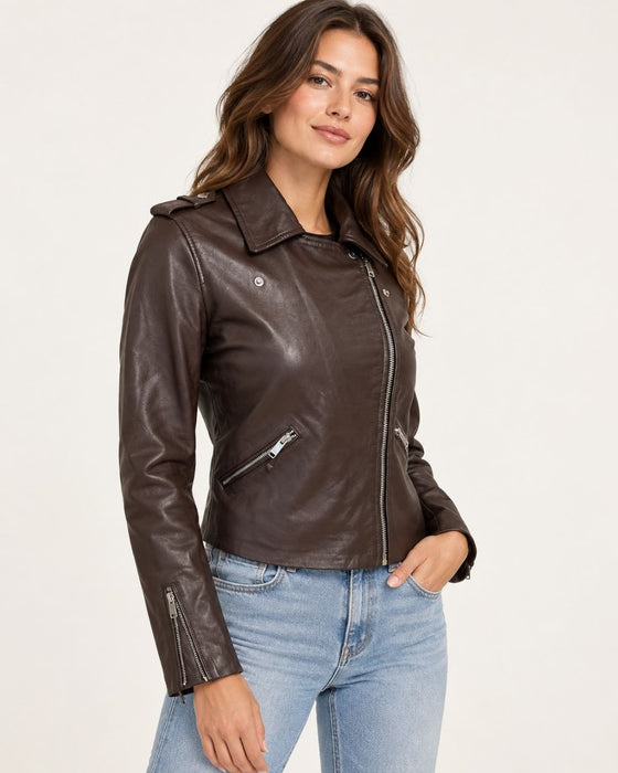 Claudie Pierlot Kahverengi Kadın Deri Ceket XS