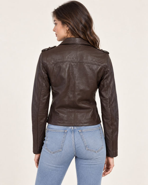 Claudie Pierlot Kahverengi Kadın Deri Ceket XS