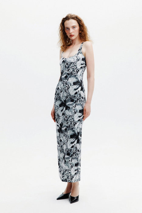 Naia Siyah Beyaz Kadın Elbise XS