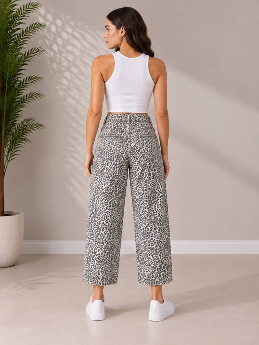 Defacto Leopar Kadın Mom Jean XS