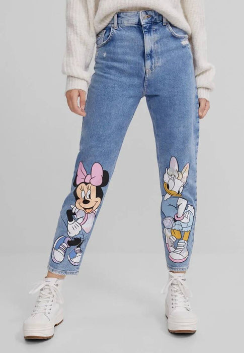 Bershka Mavi Kadın Disney Pantolon XS