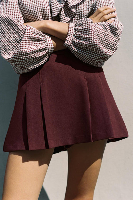 Zara Bordo Kadın Şort Etek XS