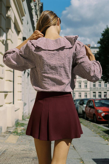 Zara Bordo Kadın Şort Etek XS