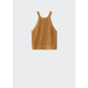 Mango Kahverengi Halter Yaka Bluz XS
