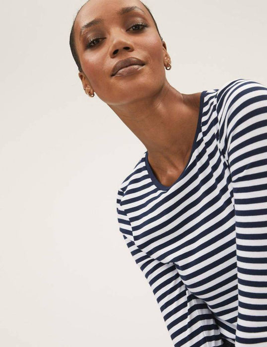 Çizgili Kadın Triko Kazak M