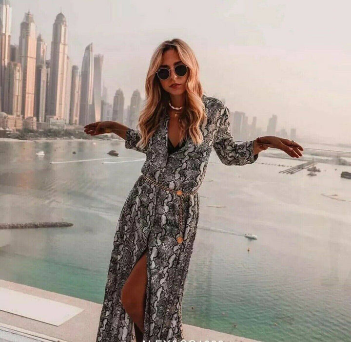 Zara Yılan Derisi Desenli Kadın Elbise XL