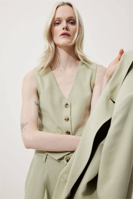 Defacto Açık Haki Kadın Blazer Yelek XS