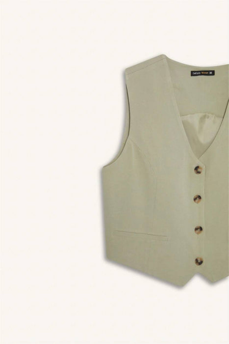 Defacto Açık Haki Kadın Blazer Yelek XS
