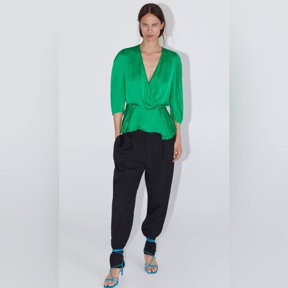 Zara Yeşil Kadın Bluz XS