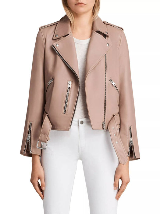 All Saints Pudra Kasın Deri Ceket XS