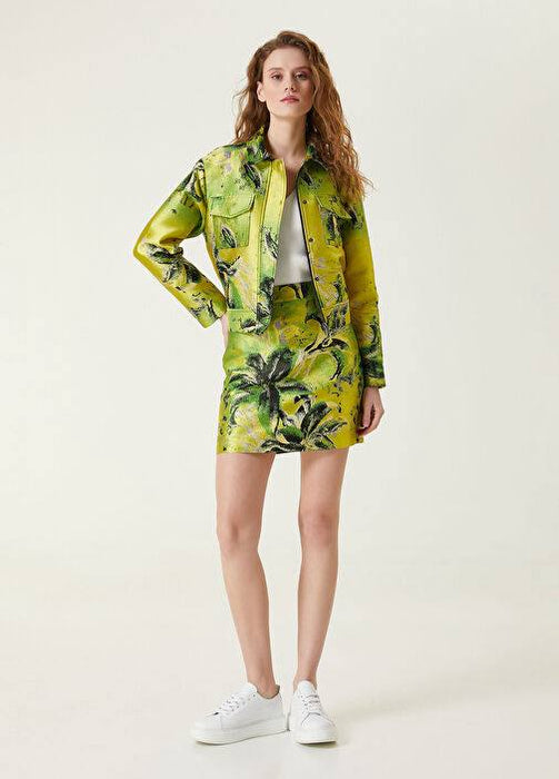 Network Yeşil Kadın Desenli Ceket XS