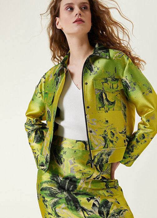 Network Yeşil Kadın Desenli Ceket XS