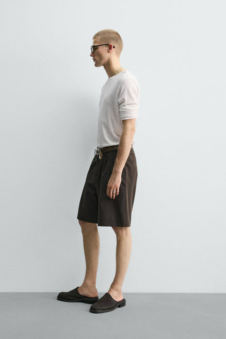 Zara Beyaz Erkek Fitilli Fit Tshirt S