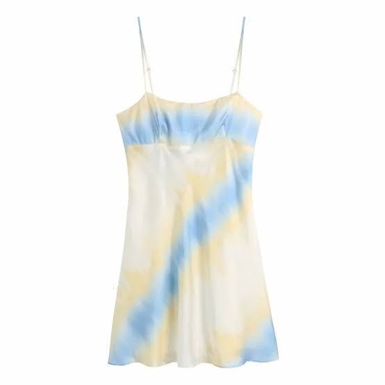 Zara Sarı Mavi Kadın Elbise XS