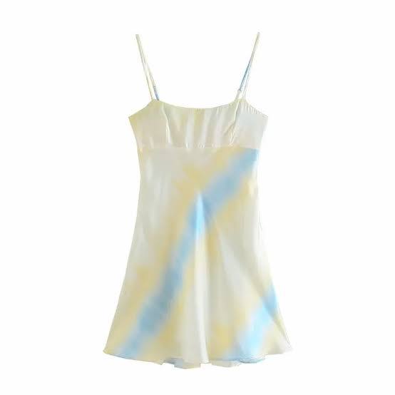 Zara Sarı Mavi Kadın Elbise XS