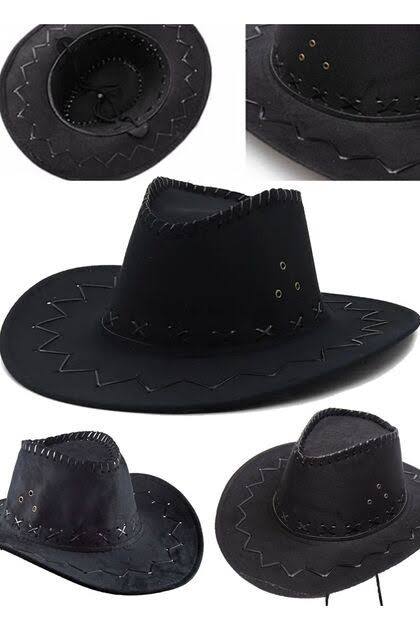 Siyah Unisex Kovboy Şapkası STD