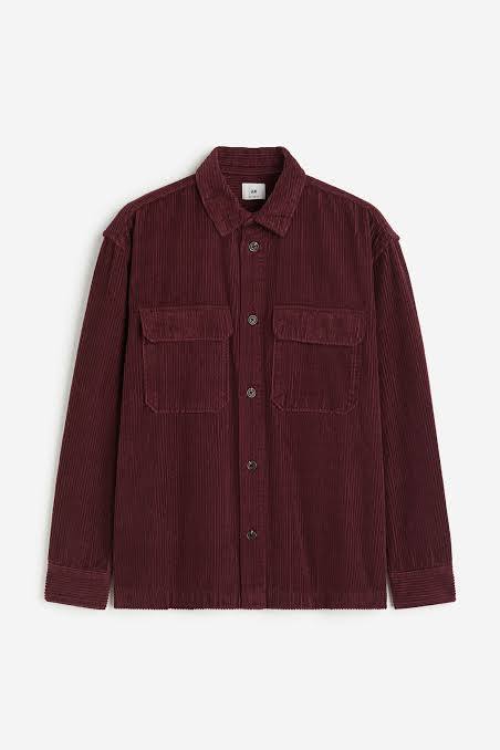 H&M Bordo Erkek Kadife Gömlek XS