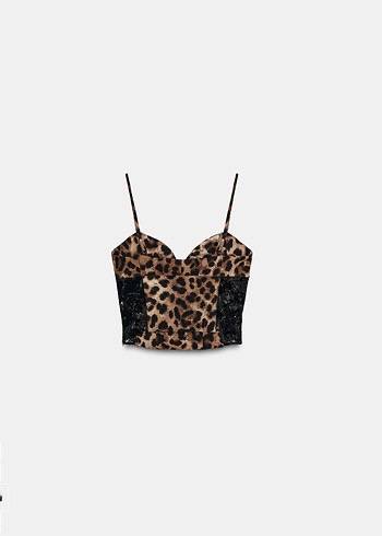 Zara Leopar Kadın Top XS