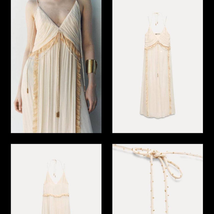 Zara Ekru Kadın Elbise XS