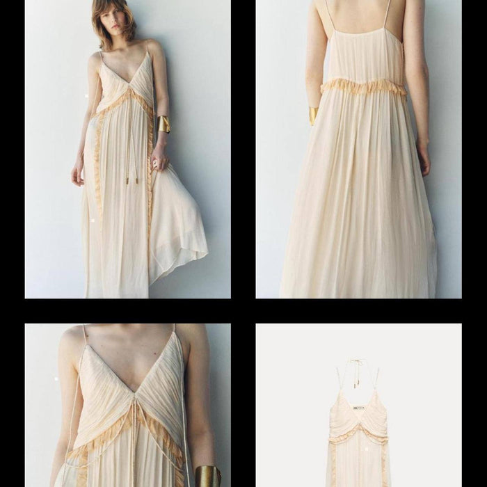 Zara Ekru Kadın Elbise XS