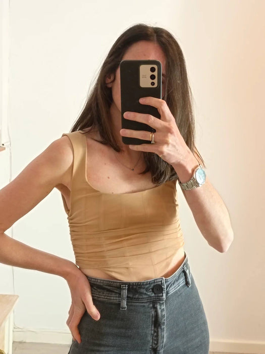 Zara Nude Bej  Kadın Top S