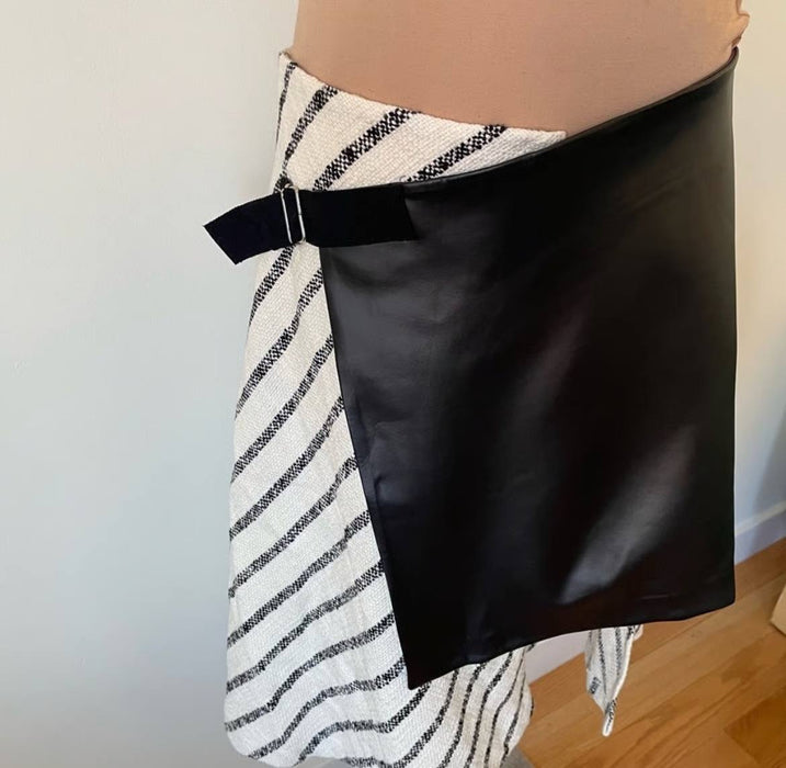 Minimalist Çizgili Kadın Etek L