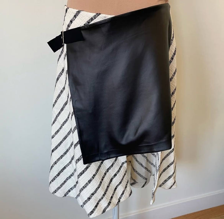 Minimalist Çizgili Kadın Etek L