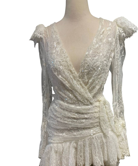 Beyaz İşlemeli Kadın Elbise XS