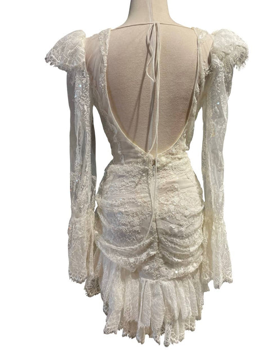 Beyaz İşlemeli Kadın Elbise XS