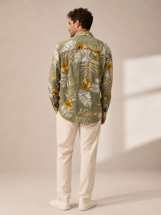 Moschino Yeşil Erkek Çiçekli Gömlek M