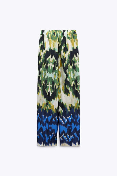 Zara Yeşil Desenli Kadın Pantolon S
