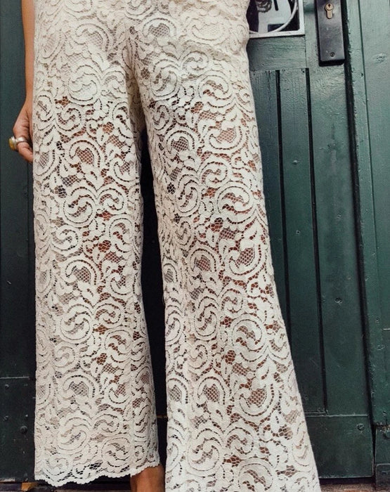 Zara Krem Dantel Detaylı Kadın Pantolon XS