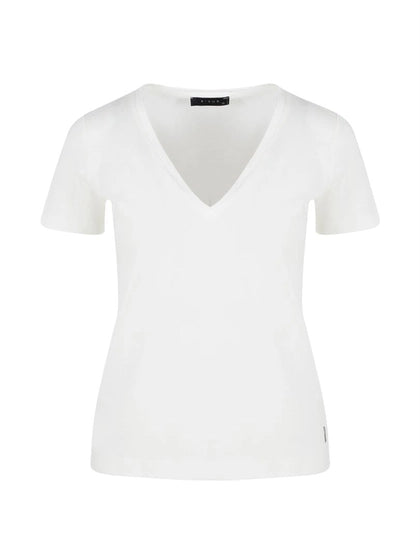 Rivus V Yaka Beyaz Basic Kadın T-Shirt M