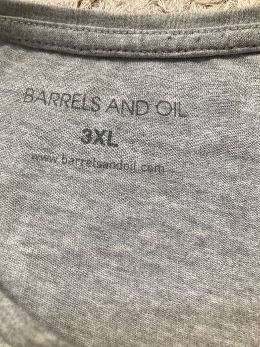 Barrels & Oil Gri Erkek Tshirt 3XL - Givin